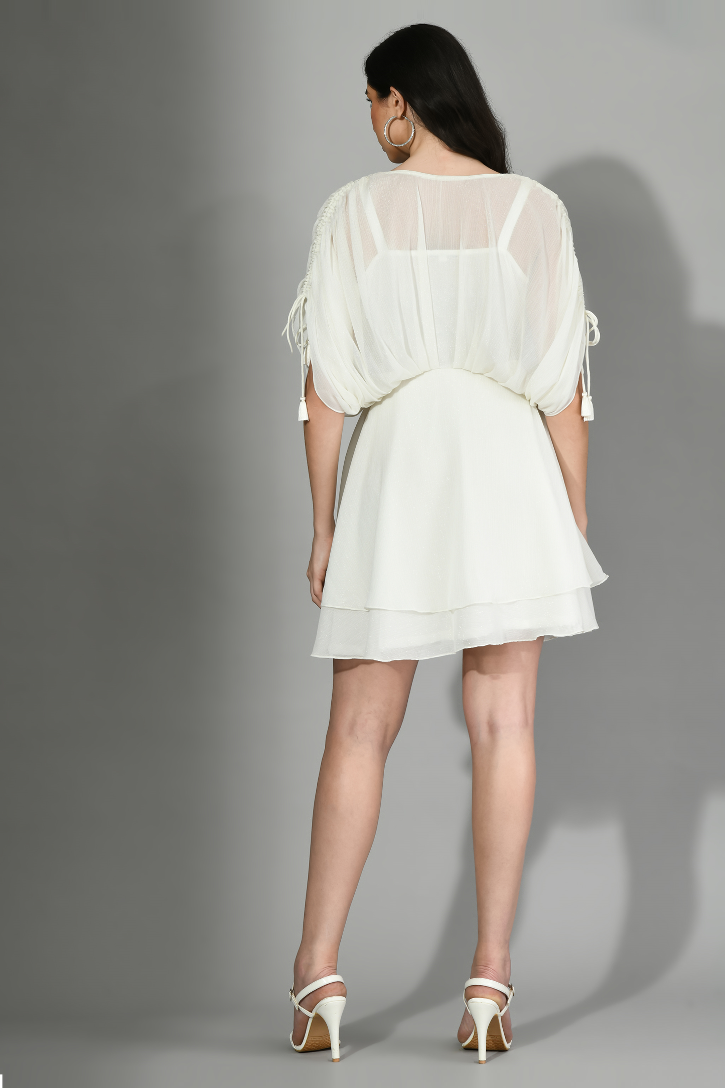 White Short Dress With Stone Neckline | Trendy Summer Dress 3XL White Short Dress With Stone Neckline | Trendy Summer Dress 3XL