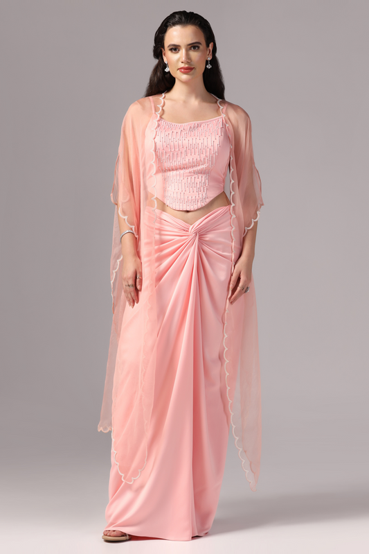 Pink indowestern Skirt Dress