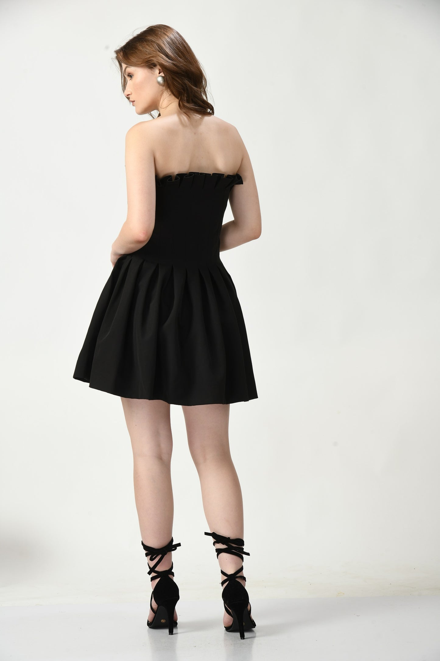 Short Black Dress with Barbie-inspired Chic Detailing