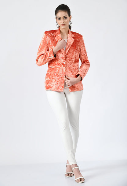 Sunkissed Elegance: Embrace Vibrance in our Orange Velvet Jacket Collection