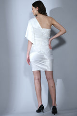 White Dress for women, Summer dress for women, Mini dress for ladies, Casual dress for ladies, work wear Dress for women near me, Satin Dress for Girls by sunanta madaan, Designer Dress for women, Trending Dress for women, Bollywood Style dress, Celebrity Look Dress, One-Shoulder Dress for women, New Style Dress for women