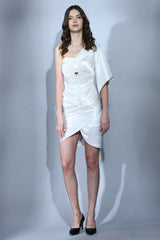 White Dress for women, Summer dress for women, Mini dress for ladies, Casual dress for ladies, work wear Dress for women near me, Satin Dress for Girls by sunanta madaan, Designer Dress for women, Trending Dress for women, Bollywood Style dress, Celebrity Look Dress, One-Shoulder Dress for women